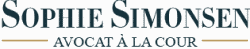 Logo Sophie Simonsen Avocat à la Cour, typographie bleu marine et lignes dorées élégantes.
